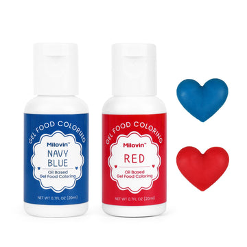 2 Colors Oil Based Food Coloring for the 4th of July, Red Blue Edible Food Coloring Gel for Cake Decorating, Sugar, Candy Melts,
