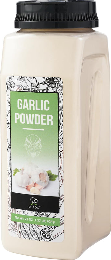 Soeos Garlic Powder 22 Ounce(624 g), Garlic Powder Seasoning, Additive Free, Non-GMO, Garlic Seasoning for Flavor Vegetables, Gr