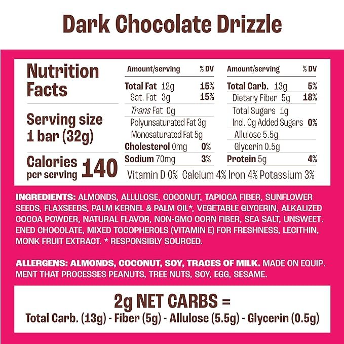 Munk Pack Keto Granola Bar Dark Chocolate Cocoa, 1.12 Oz, 4 Ct