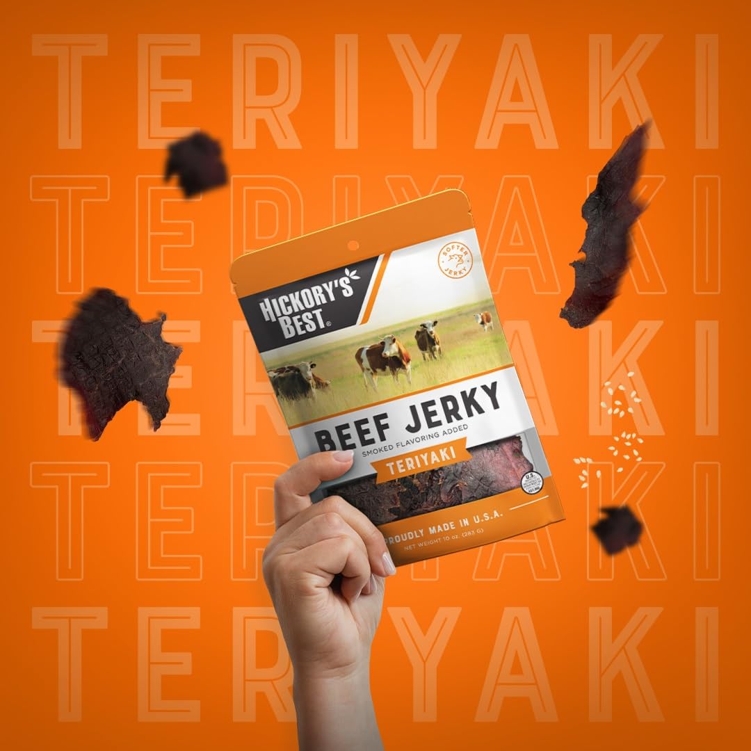Hickory'S Best Teriyaki Beef Jerky 10 Oz (Pack Of 1) | Soft & Tender| Usa Made | High Protein | Low Fat | Zero Trans Fat | No Ms