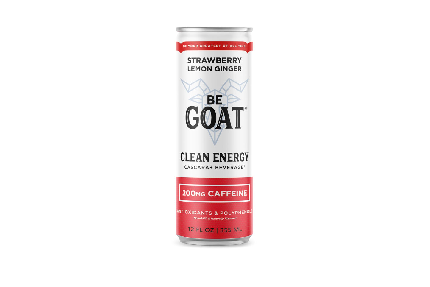 BeGOAT Strawberry Lemon Ginger Energy Drink | 200mg Caffeine | 12 Fl OZ | Vegan, Gluten-Free, Non-GMO, 35 Calories, 12 Pack