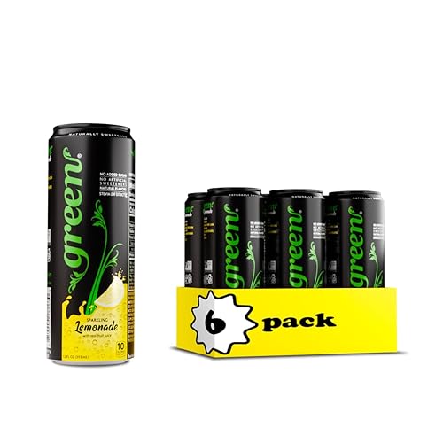 Green Lemonade - No Added Sugar, 6% Real Lemon Juice, 10 Calories Per Can, Naturally Sweetened With 100% Stevia Leaf Extract, Ca