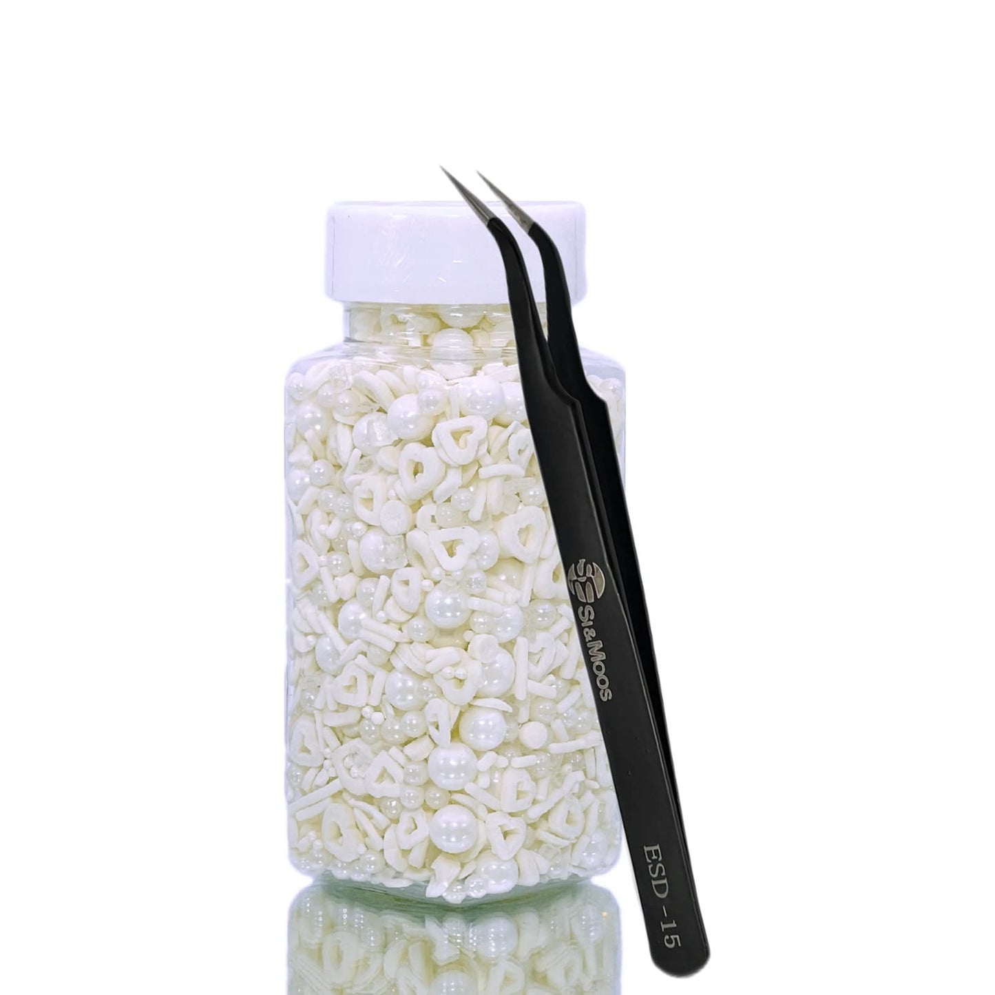 White Heart Sprinkles Mix 3.35 Oz | White Edible Pearls | White Pearl Sprinkles For Cake Decorating | Edible Cake Pearls | Sugar