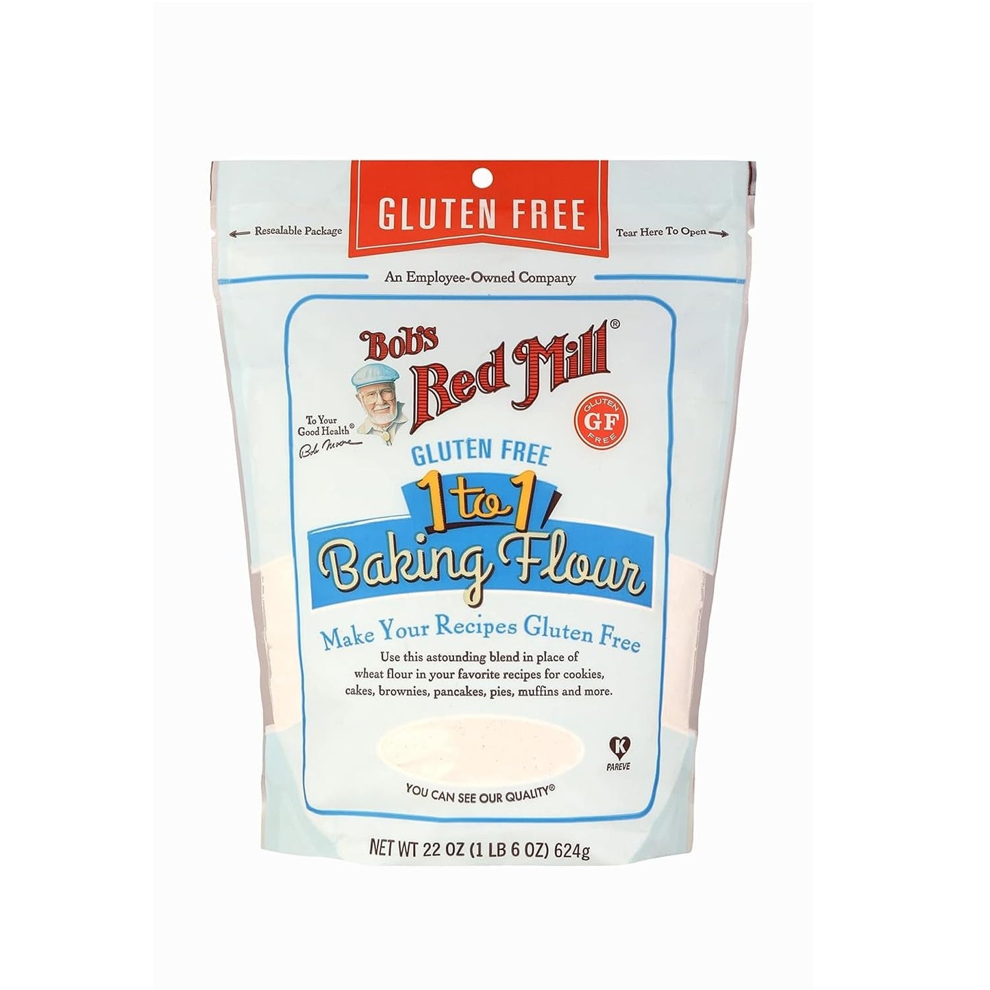 Bobs Red Mill Gluten-Free Baking Flour 1-to-1, 22 oz (1 lb 6 oz), Model 1600C224