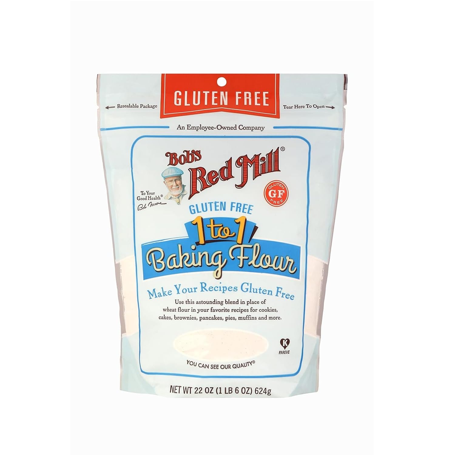 Bobs Red Mill Gluten-Free Baking Flour 1-to-1, 22 oz (1 lb 6 oz), Model 1600C224