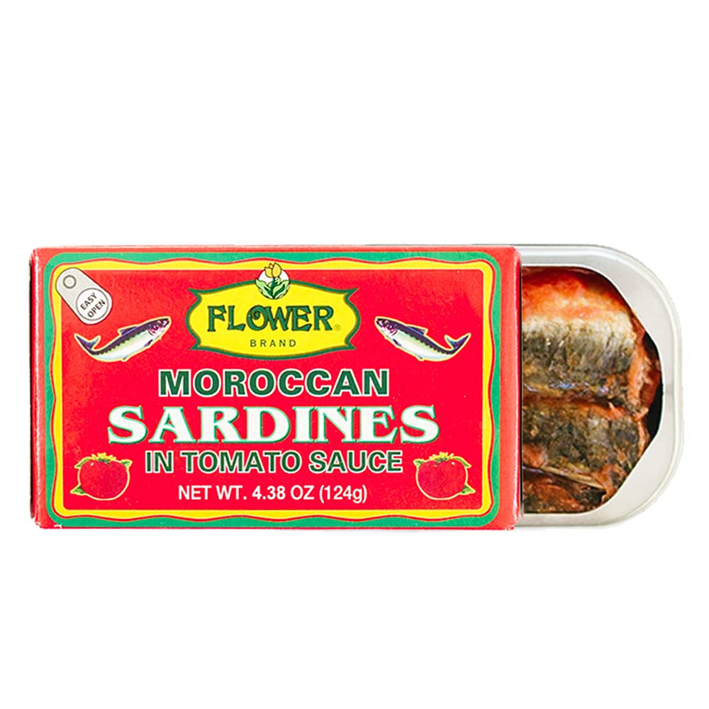 Flower Brand Sardines In Tomato Sauce Morocco Wild Sardines Canned 4.38 Oz.(Pack Of 5)