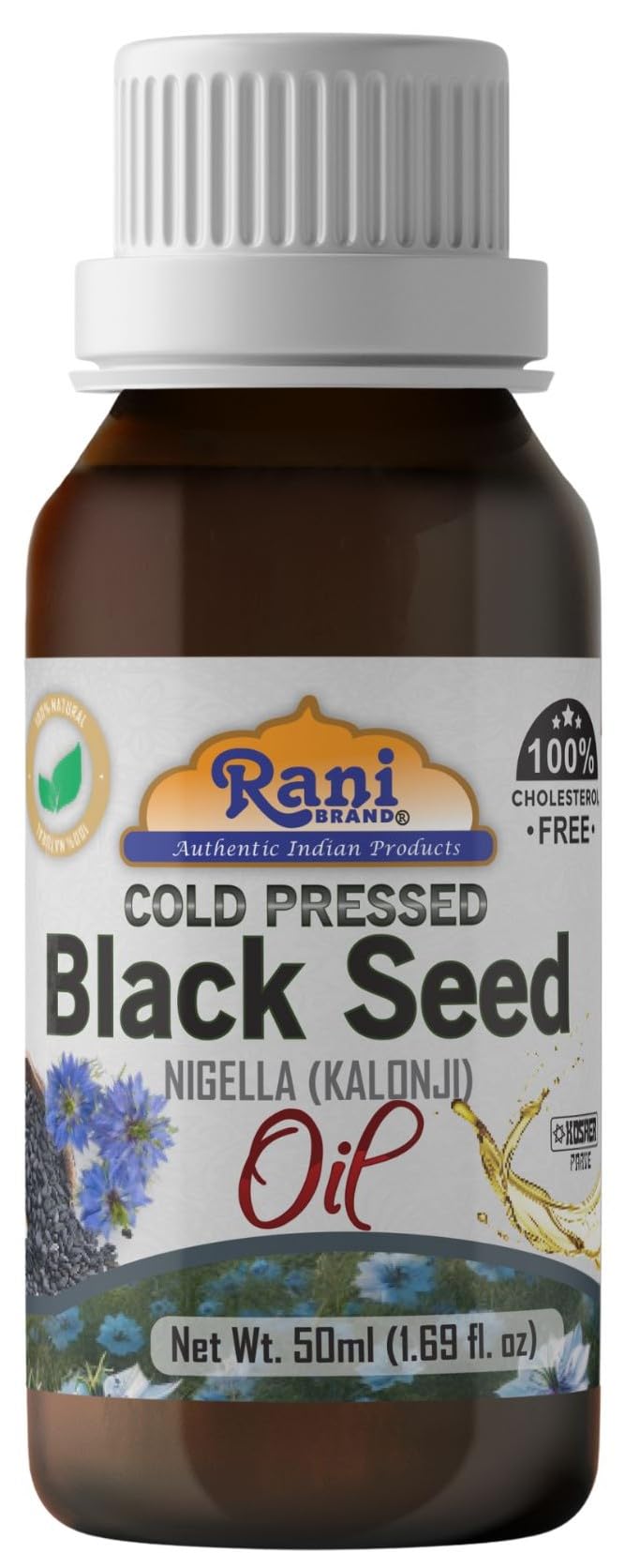 Rani Pure Black Seed Oil, Cold Pressed, 100% Cholesterol Free, Vegan, 1.69 Fl oz (50ml)