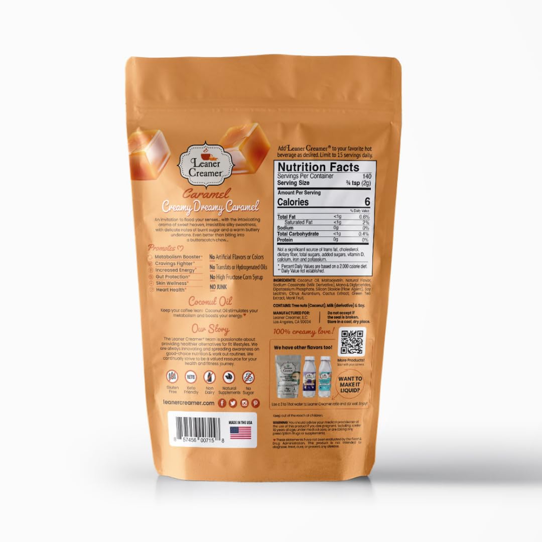 Leaner Creamer Coconut Creamer with Superfood Ingredients - Non-Dairy, Sugar-Free, Keto, Gluten-Free Powdered Coffee Creamer - C