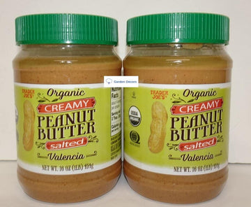 Trader Joes2 Joes Organic Creamy Peanut Butter Valencia Salted 16oz 454g (Two Bottles)