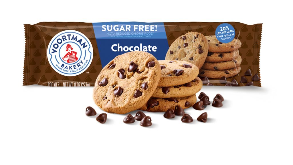 Voortman Bakery, Sugar Free Chocolate Chip Cookies, Crispy, Crunchy Cookies, 8oz, Pack of 4