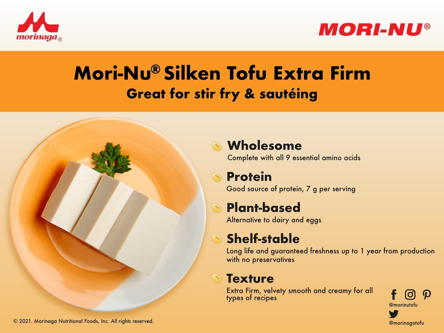Mori-Nu Silken Tofu Extra Firm, Velvety Smooth And Creamy, Low Fat, Gluten-Free, Dairy-Free, Vegan, Made With Non-Gmo Soybeans, Ksa Kosher Parve, Shelf-Stable, Plant Protein, 10.9 Oz X 12 Packs