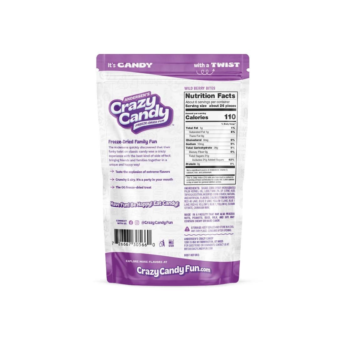 ANDERSENS Crazy Candy Freeze Dried Wild Berry Bites - Fruity Flavor, Crunchy Texture, 12.9 x 4.9 x 21.3 cm