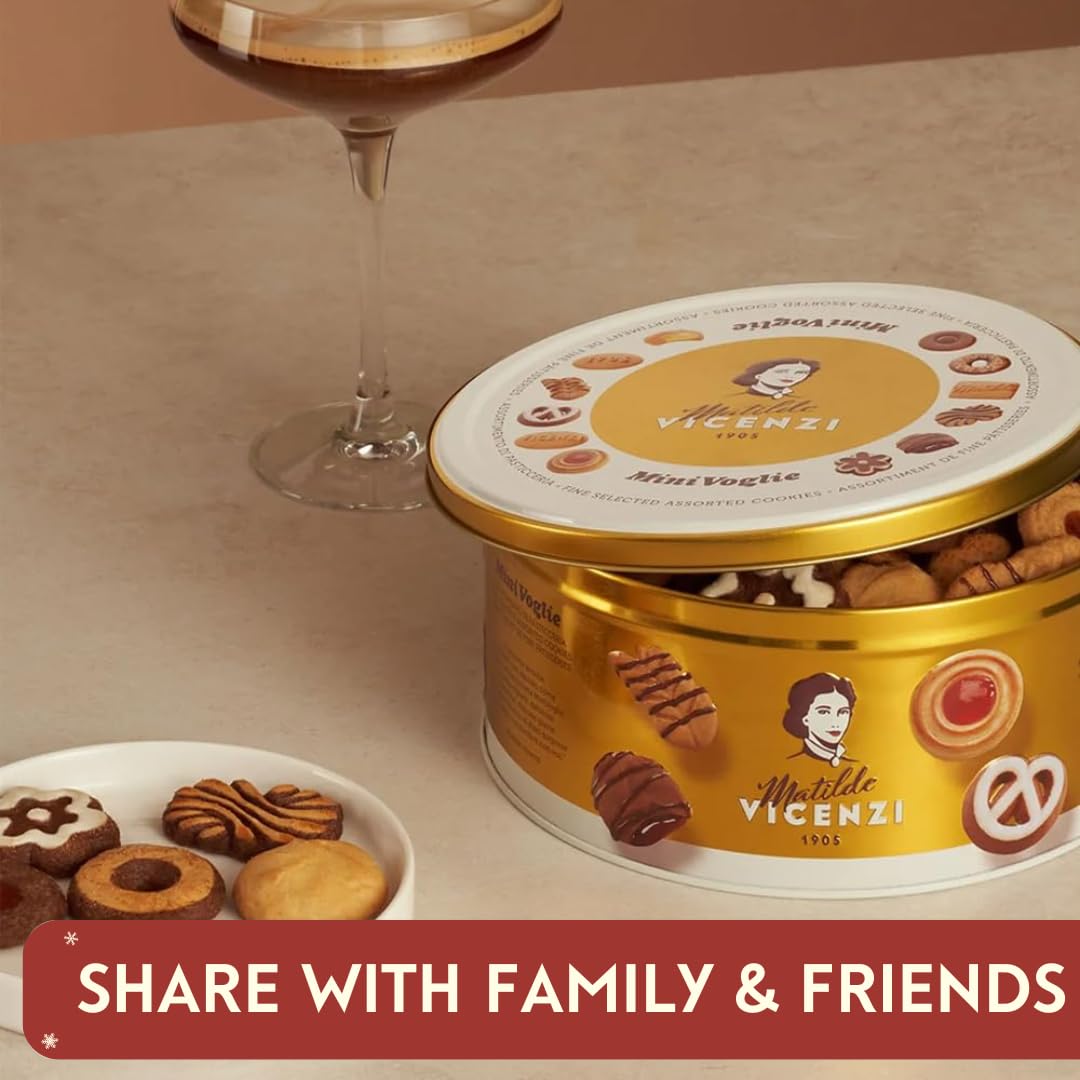 Pasticceria Matilde Vicenzi Minivoglie Butter Cookies Tin, Assortment of Traditional Italian Pastries, Holiday, Christmas, Hanuk