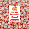 Fusion Sweets Starlight Peppermint Hard Candy - Bulk 1 Pound - Individually Wrapped - White with Red Stripes