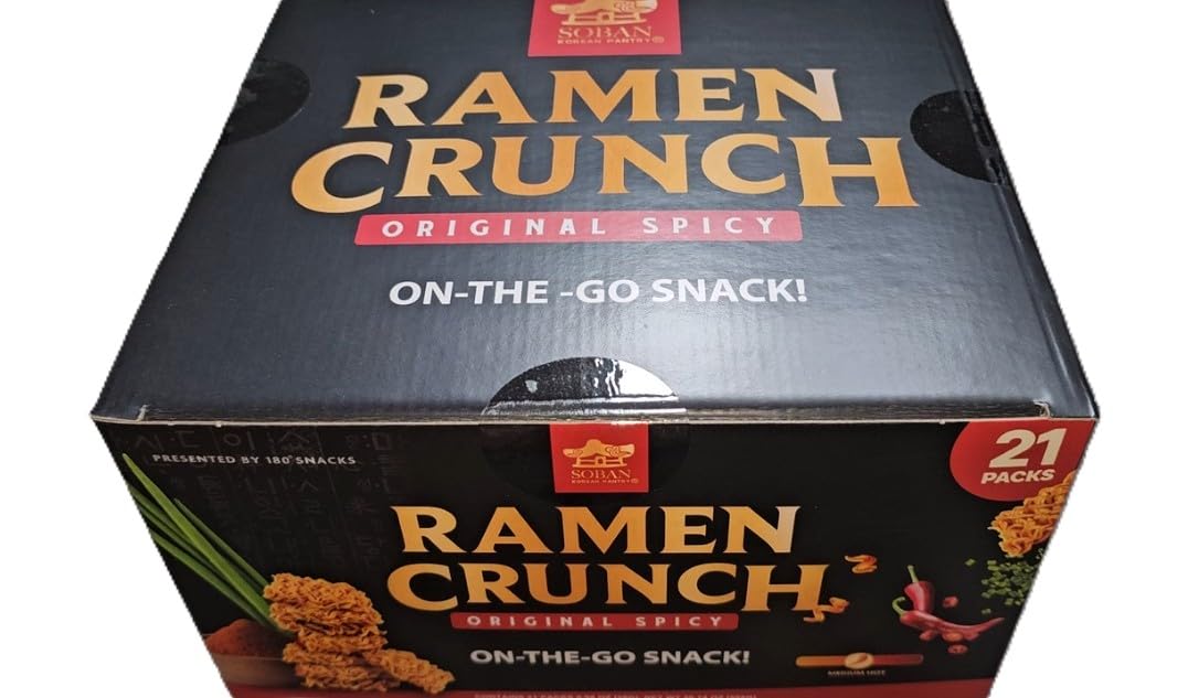 Soban Ramen Crunch Original Spicy, On-The-Go Snack - 20 packs.