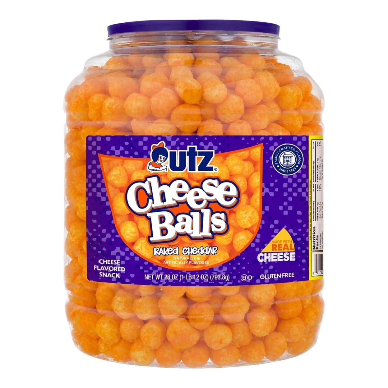 Utz Baked Cheddar Cheese Balls, 28 Oz Barrel