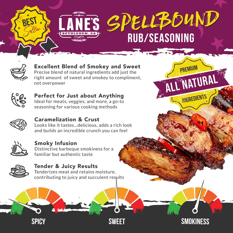 Lanes Pork Rub Seasoning, All-Natural BBQ Rib Rub, 11.7 Oz, Sweet Flavor for smoky aroma
