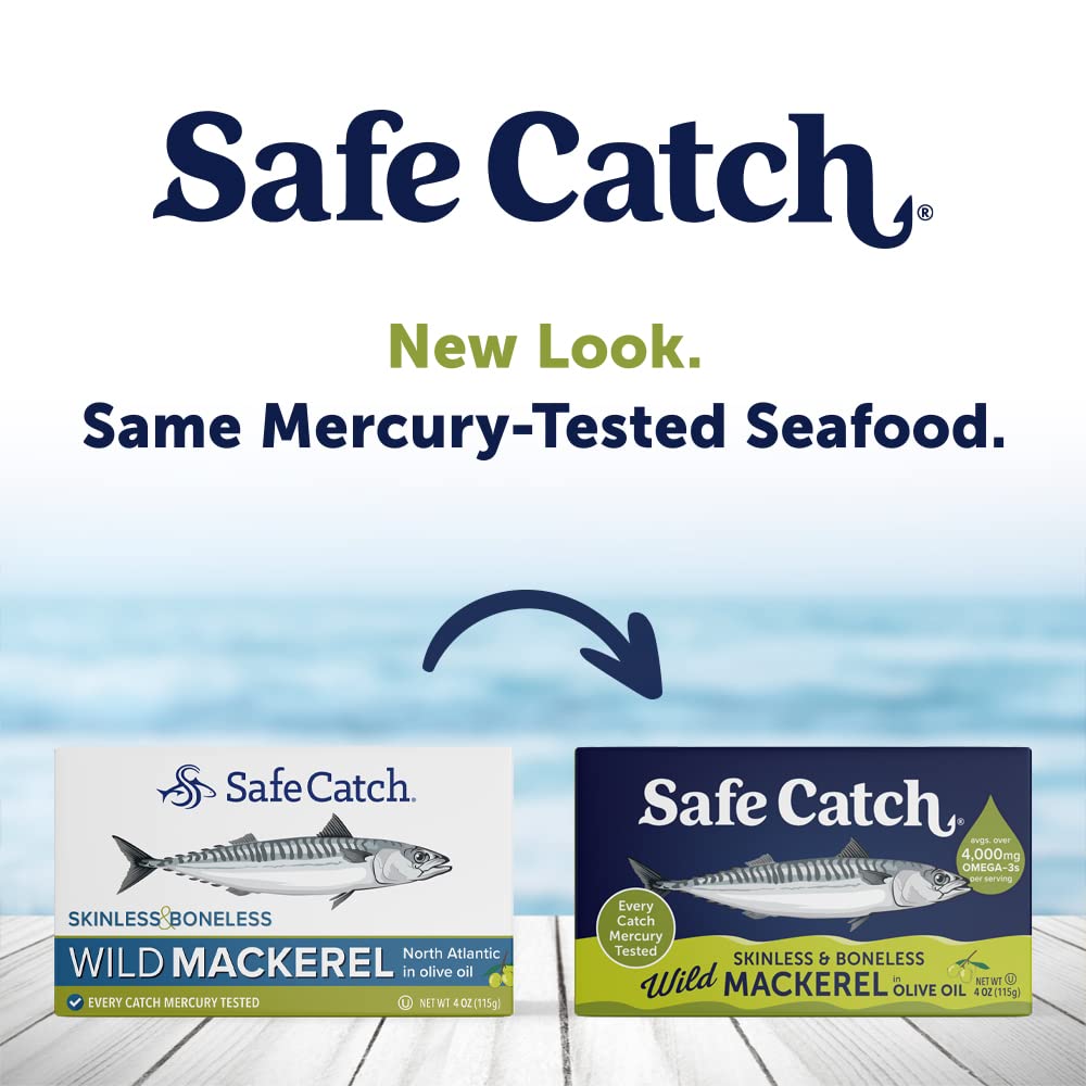 Safe Catch Wild Mackerel In Olive Oil, Skinless & Boneless, Non GMO, BPA Free, 4 Ounces (Pack Of 12)