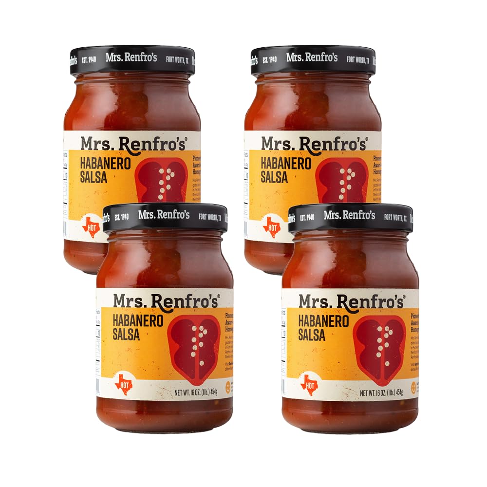 Mrs. Renfro'S Habanero Salsa | Gluten Free, No Added Sugar, No Hfcs, 16-Oz Jar (Pack Of 4)