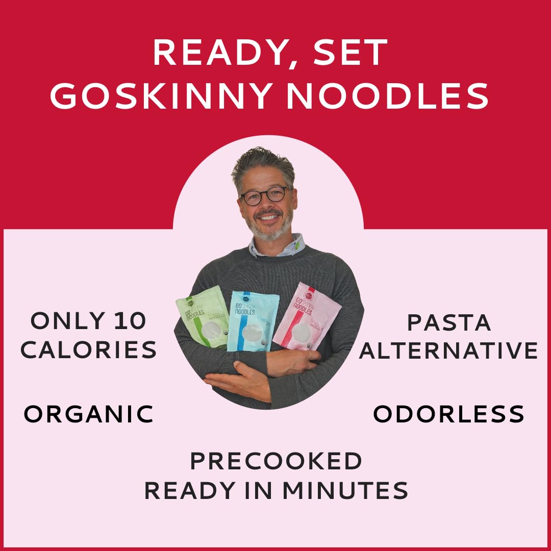 Goskinny Noodles Rice (12), Organic, Odorless Shirataki & Konjac, Low Carb, Low Calorie, Gluten Free, Vegan, Kosher, Keto, Paleo