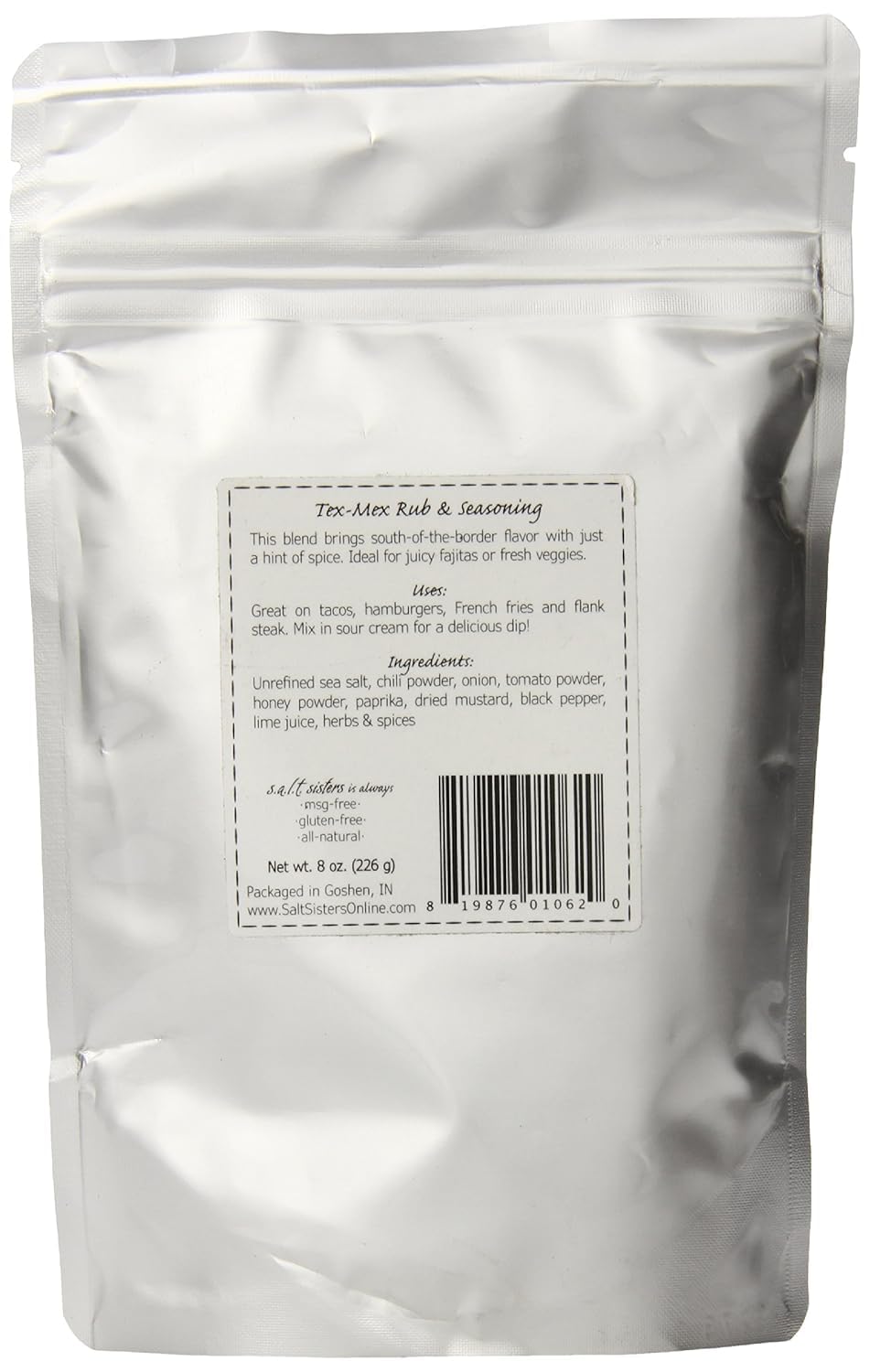 S.A.L.T. Sisters Taco Tex-Mex Rub & Seasoning | All-Natural, Gluten Free, Msg Free, Non-Gmo | Dry & Wet Rub Seasoning Base | Ver