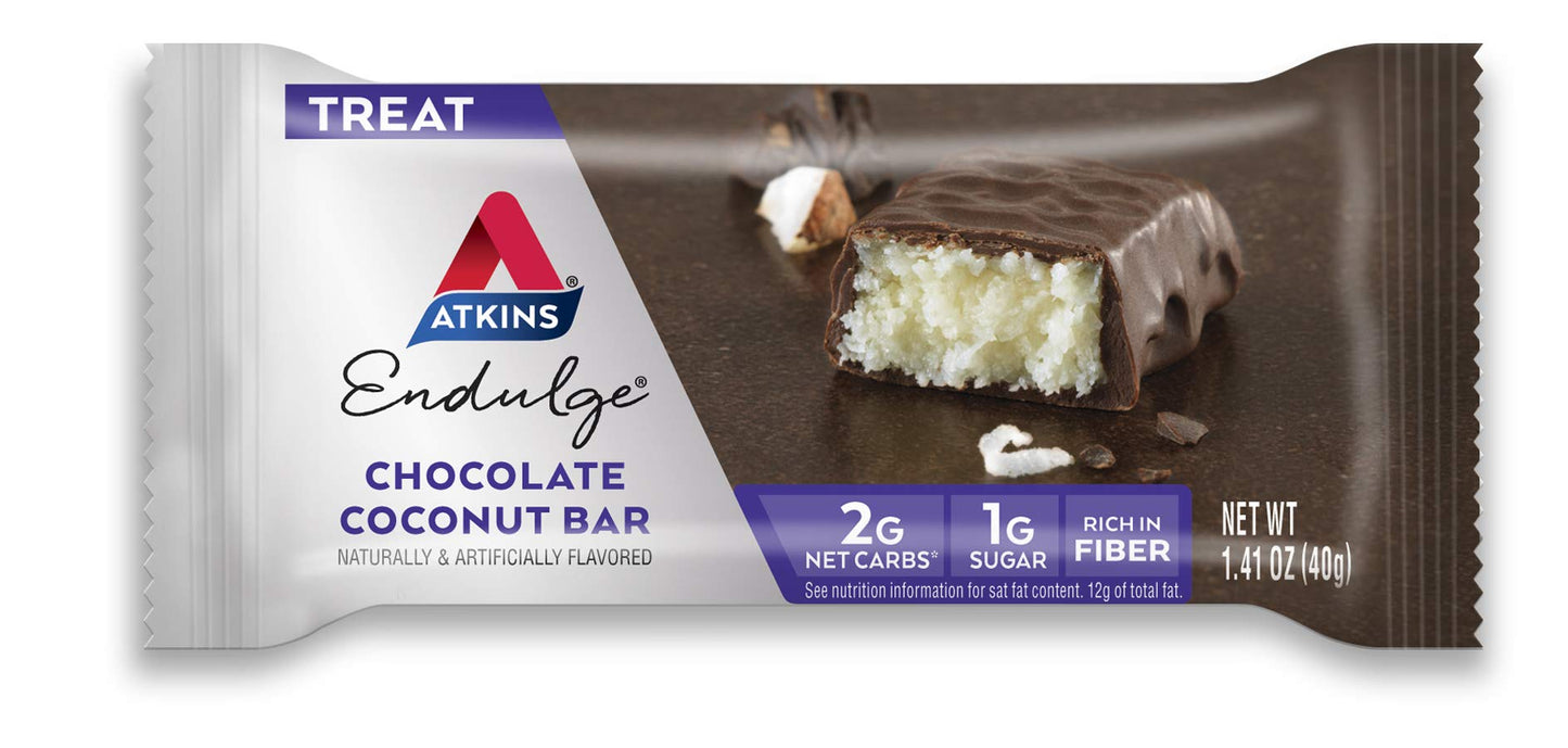 Atkins Endulge Chocolate Coconut Bar, Dessert Favorite, High In Fiber, 1G Sugar, 10 Count
