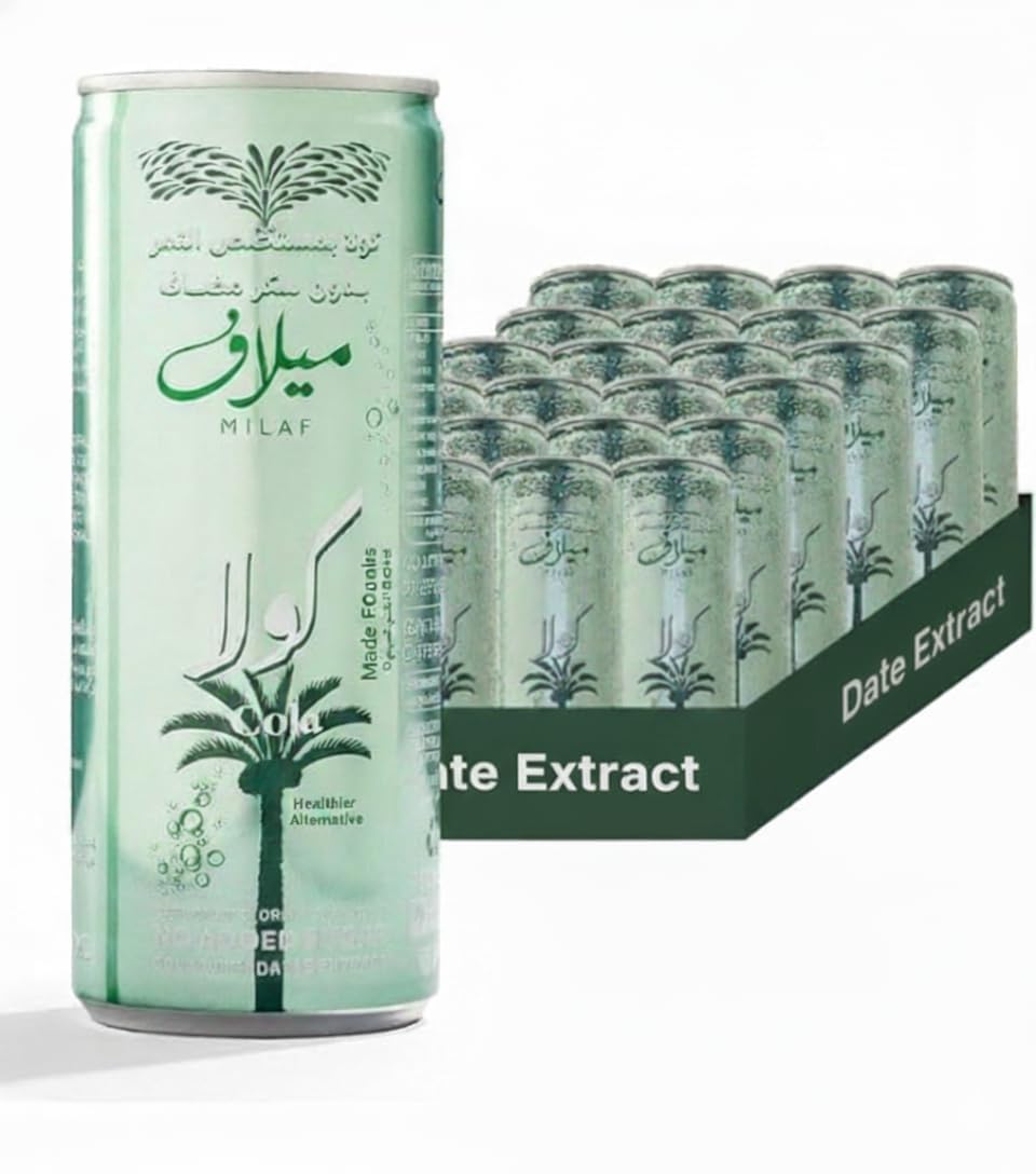 Milaf Date Cola - 8.1 Fl Oz | Sweet Carbonated Soda Soft Drink Made With Date Extract | Refreshing Non-Beverage-Style Beverage | Ideal For Those Following Beverage-Style-Free Lifestyle (Pack Of 24)