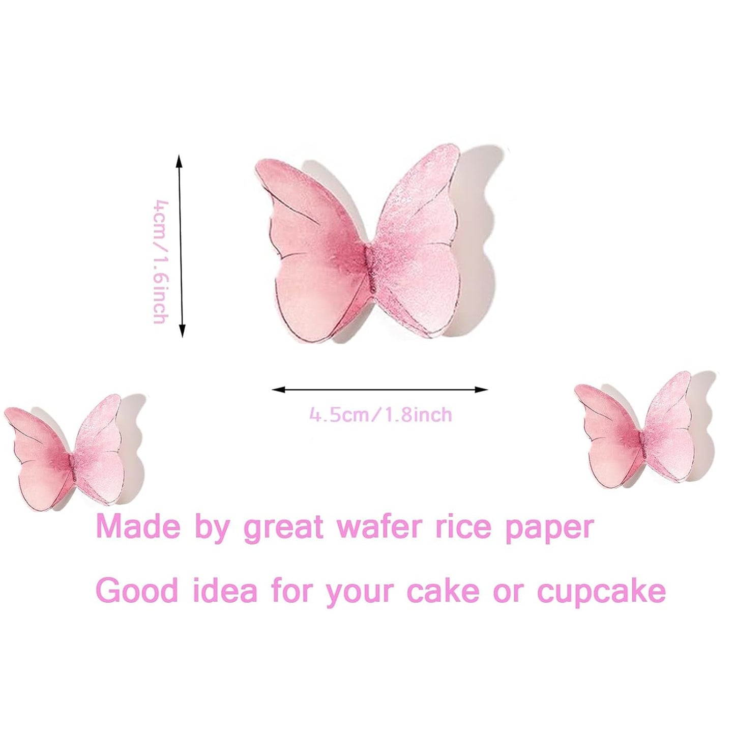 Yocity 48Pcs Edible Butterflies Cake Toppers Edible Butterfly Cupcake Toppers Wafer Paper Butterflies Edible Butterfly Cake Deco