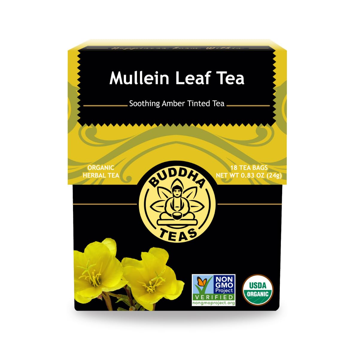 Buddha Teas - Mullein Leaf - Organic Herbal Tea - For Health & Wellbeing - With Antioxidants  Minerals & Vitamin C - Energy Blend Free - 100% Kosher & Non-Gmo - 18 Tea Bags (Pack Of 1)