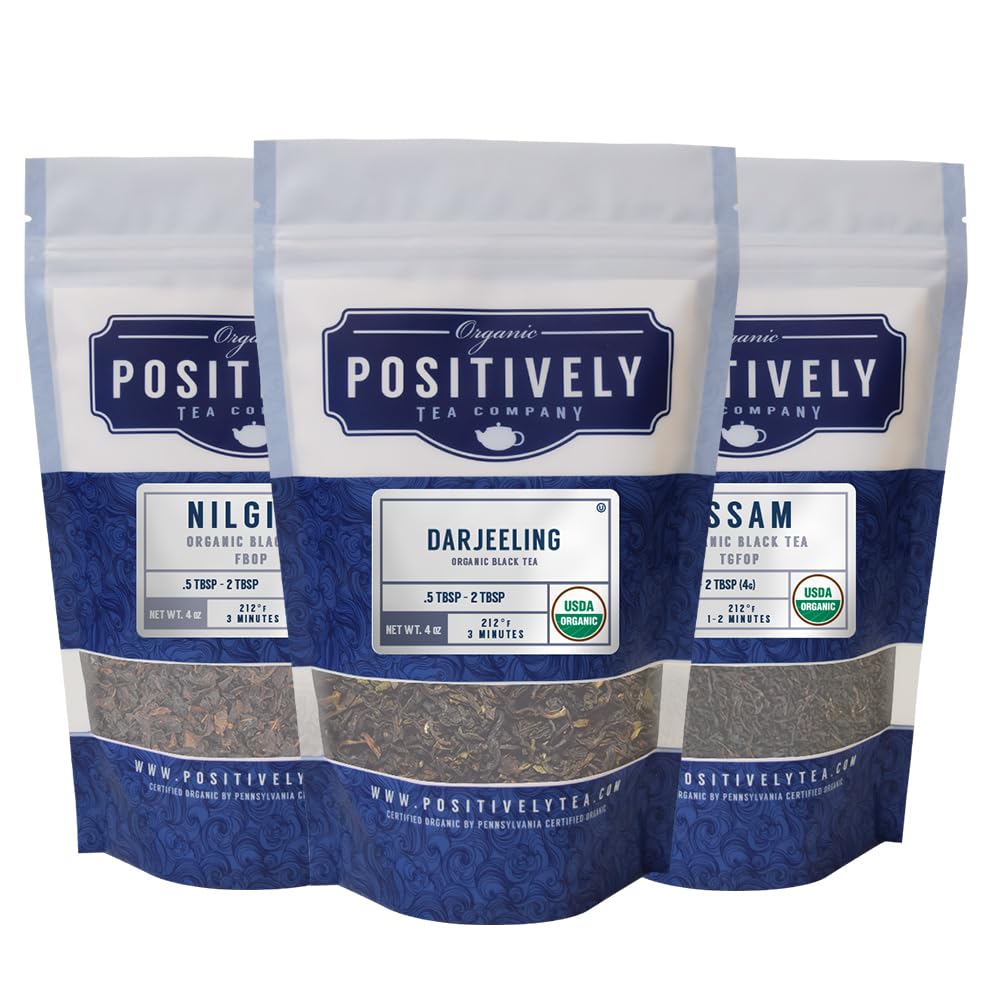 Organic Positively Tea Company Indian Tea Sampler Loose Leaf 4 Ounce Pack of 3