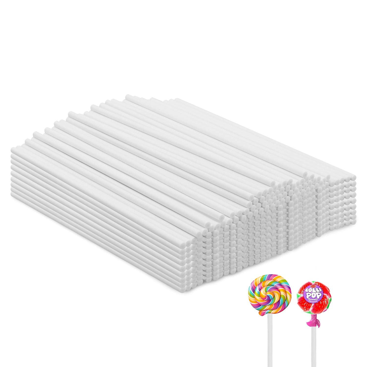 Coobbar White Paper Lollipop Sticks, 500 Pieces, 6 Inch Sucker Sticks for Cake Pops and Cake Toppers