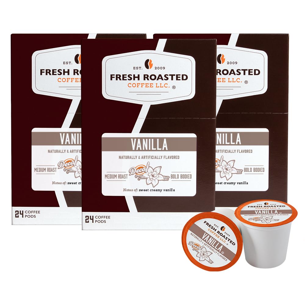 Fresh Roasted Coffee Decaf Vanilla Flavored Coffee Pods 72 Count