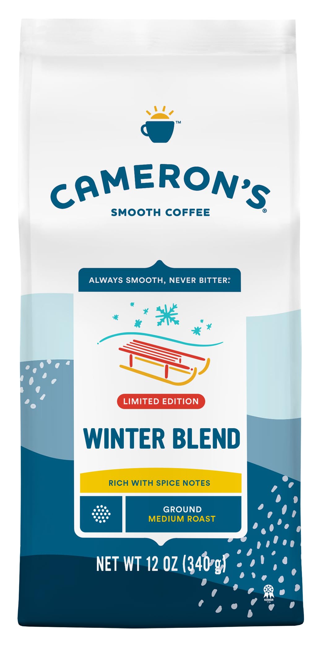 Camerons Coffee Winter Blend Ground Coffee, Holiday Roast, 12-Ounce Bag