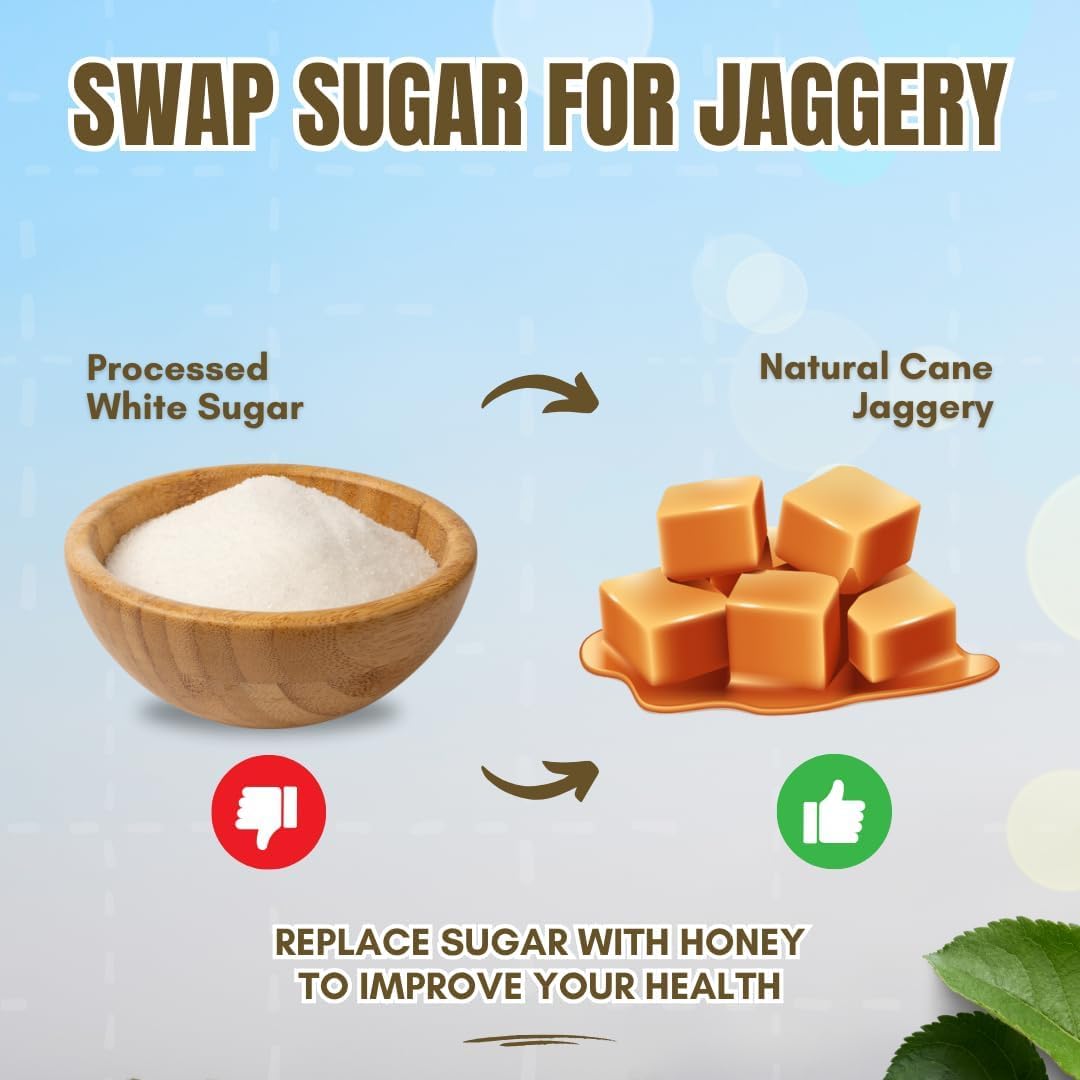 Danodia Foods Organic Jaggery Cubes, 1 lb (450g), Pure & Natural Sweetener, Vegan, Gluten-Free, Brown