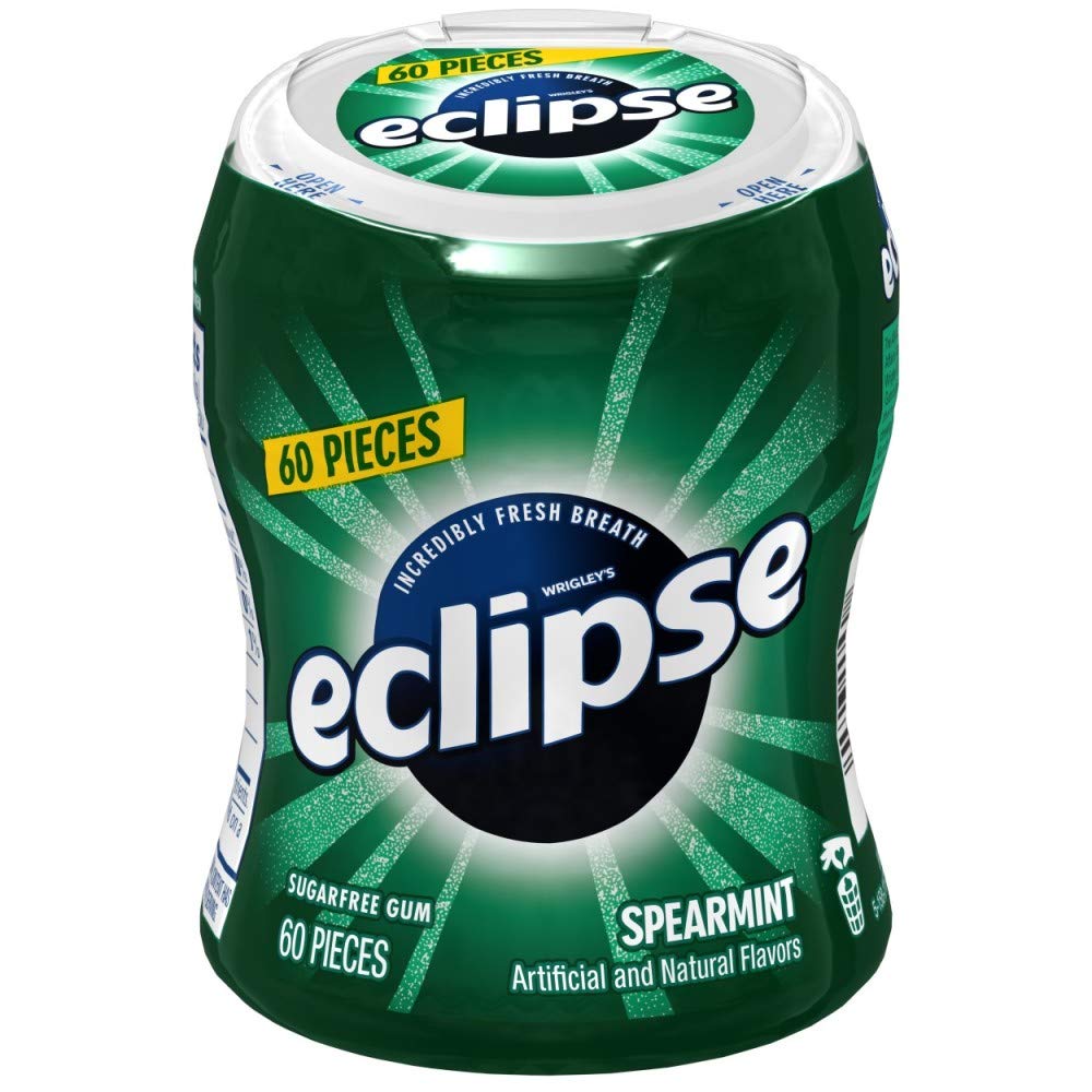 ECLIPSE Sugar-Free Gum Spearmint, Chewing Gum Sugar Free in 60 ct Pack, Bulk