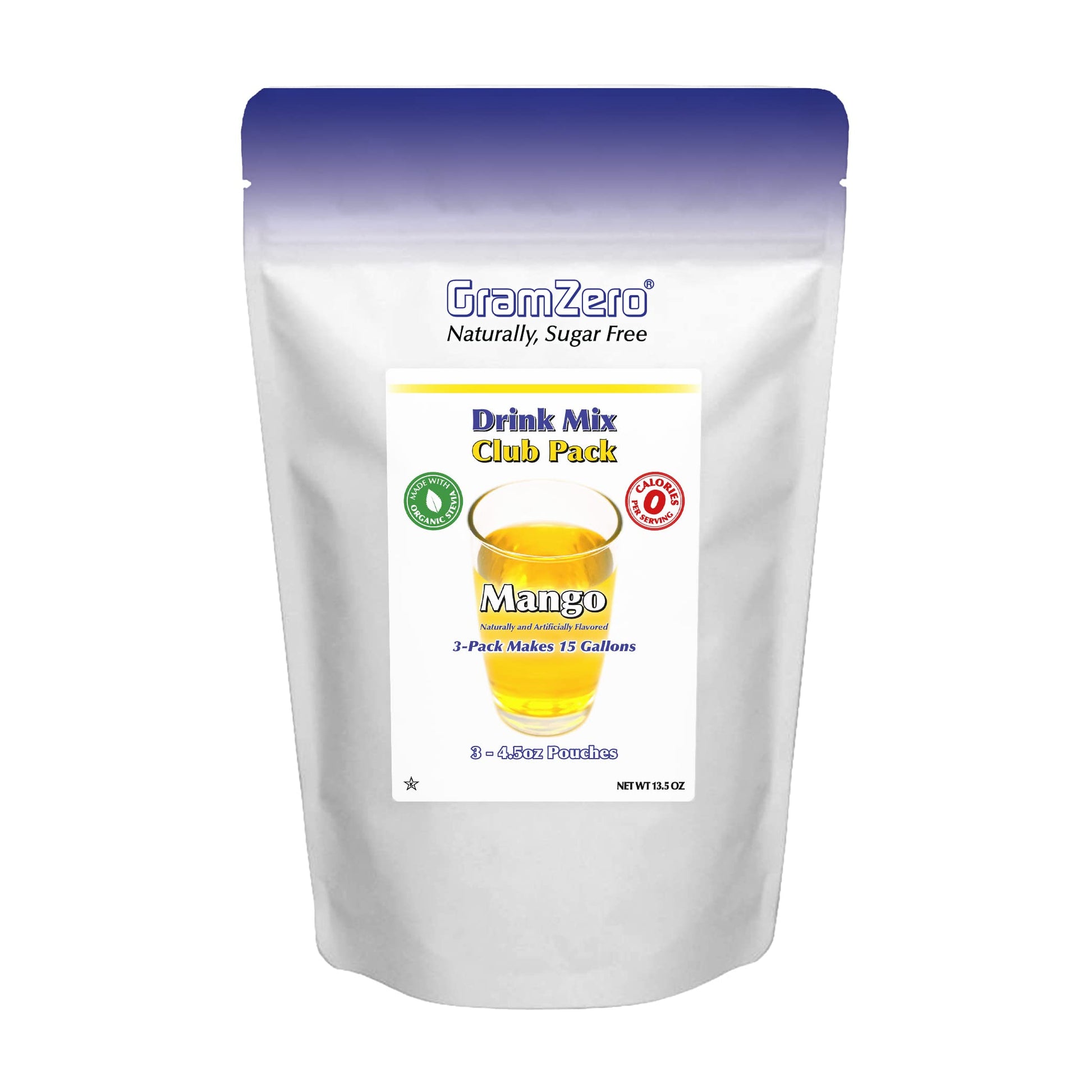Gramzero Mango Zero Calorie Sugar Free Drink Mix, Great For Nutrition Club Loaded Tea, Stevia Sweetened