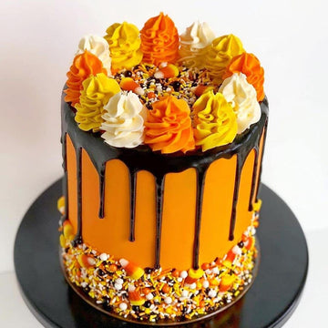 Construction Cake Decorations In Black And Orange Sprinkles - Construction Cake Topper Sprinkles For Cake Decorating, Baking - C