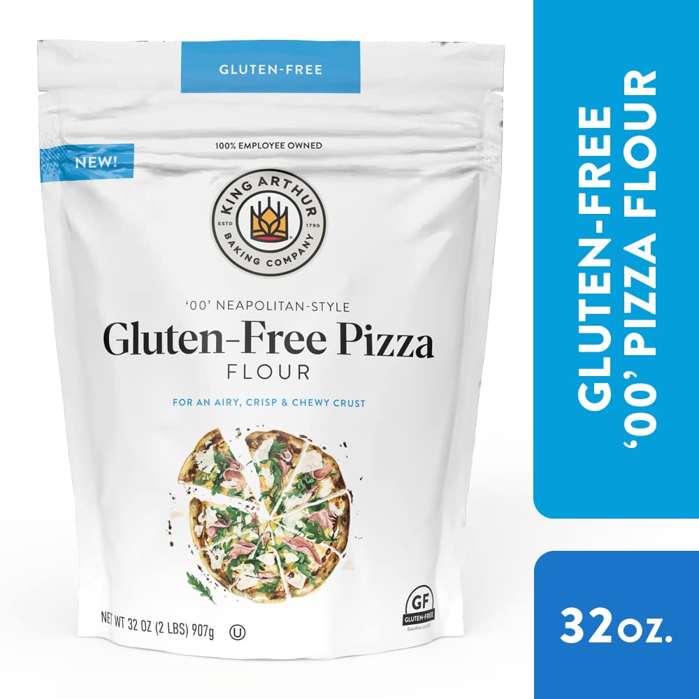 King Arthur Gluten Free Pizza Flour: Crispy Neapolitan-Style Crust - 32 oz Box, Sorghum & Wheat Starch Blend, Xanthan Gum, Perfe