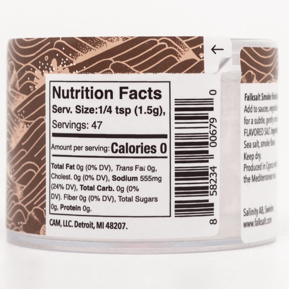 Falksalt Gourmet Smoke Sea Salt Flakes, Handcrafted, 2.47oz, Kosher