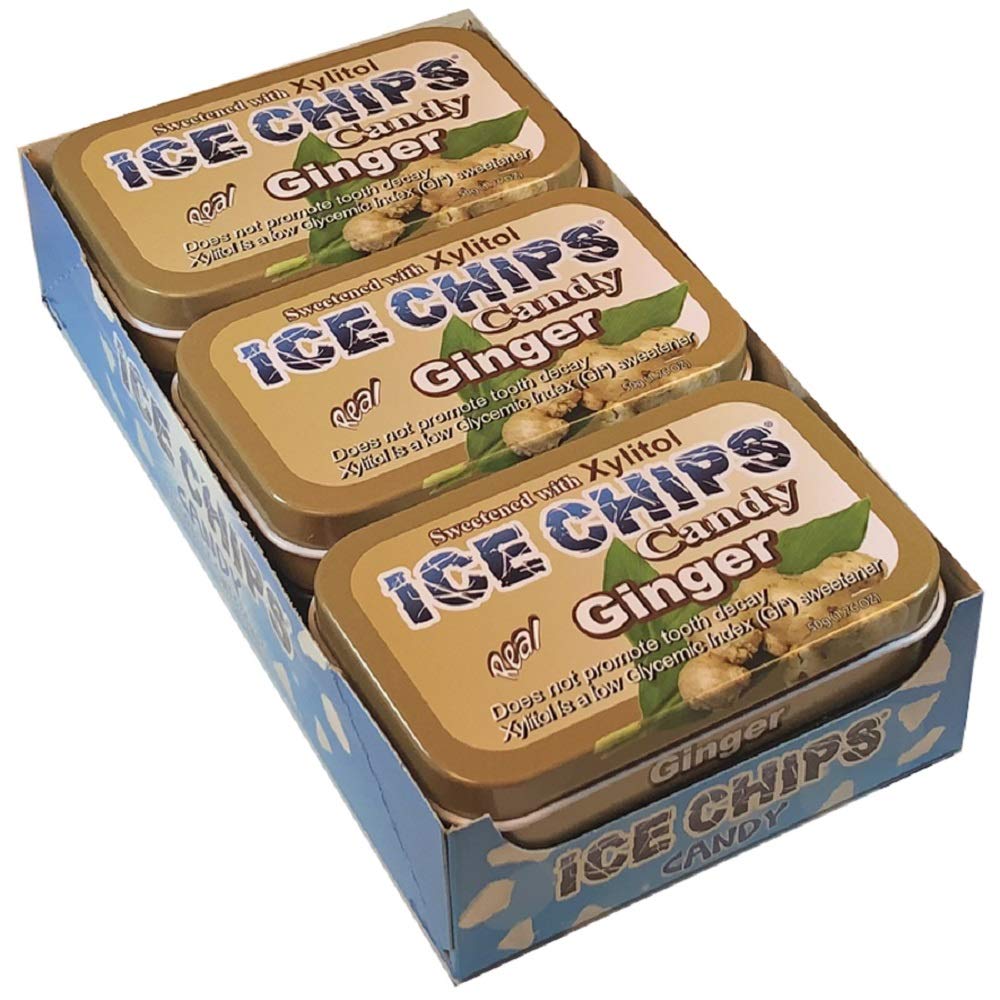 Ice Chips Xylitol Candy Tins (Ginger, 6 Pack); Includes Ice Chips Band As Shown