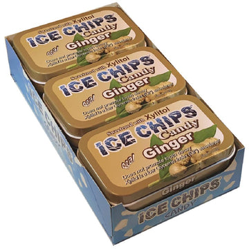 Ice Chips Xylitol Candy Tins (Ginger, 6 Pack); Includes Ice Chips Band As Shown