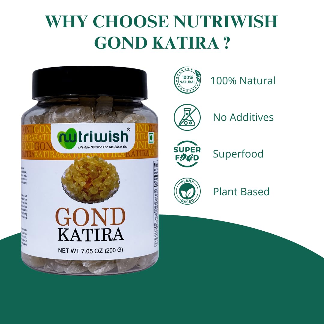 Nutriwish Gond Katira, 7 Oz (200 G) | Gond- Edible Gum | Tragacanth Gum | Natural |