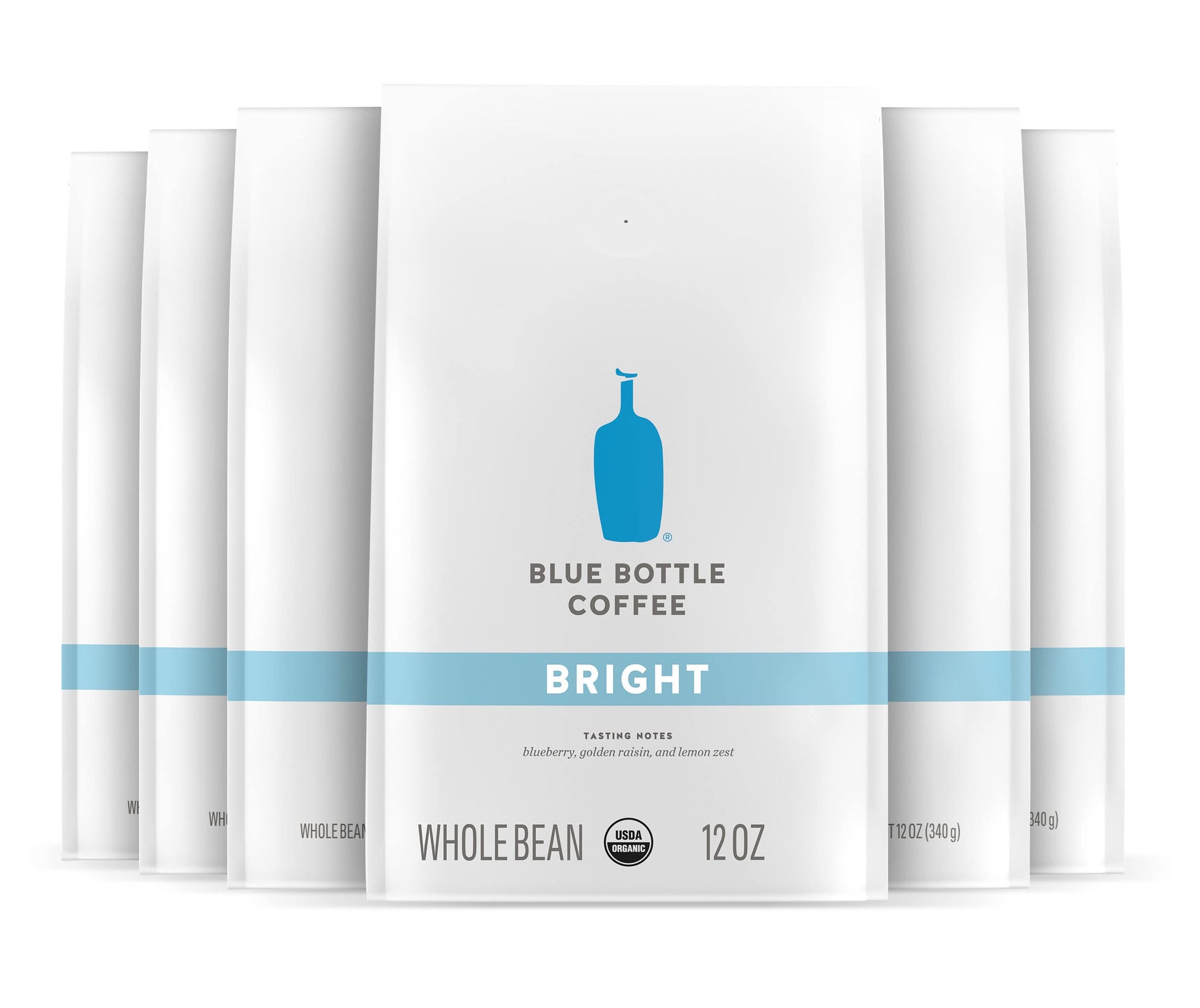 Blue Bottle Coffee Whole Bean Organic Coffee Bright Light Roast 12 oz Bag Pack of 6