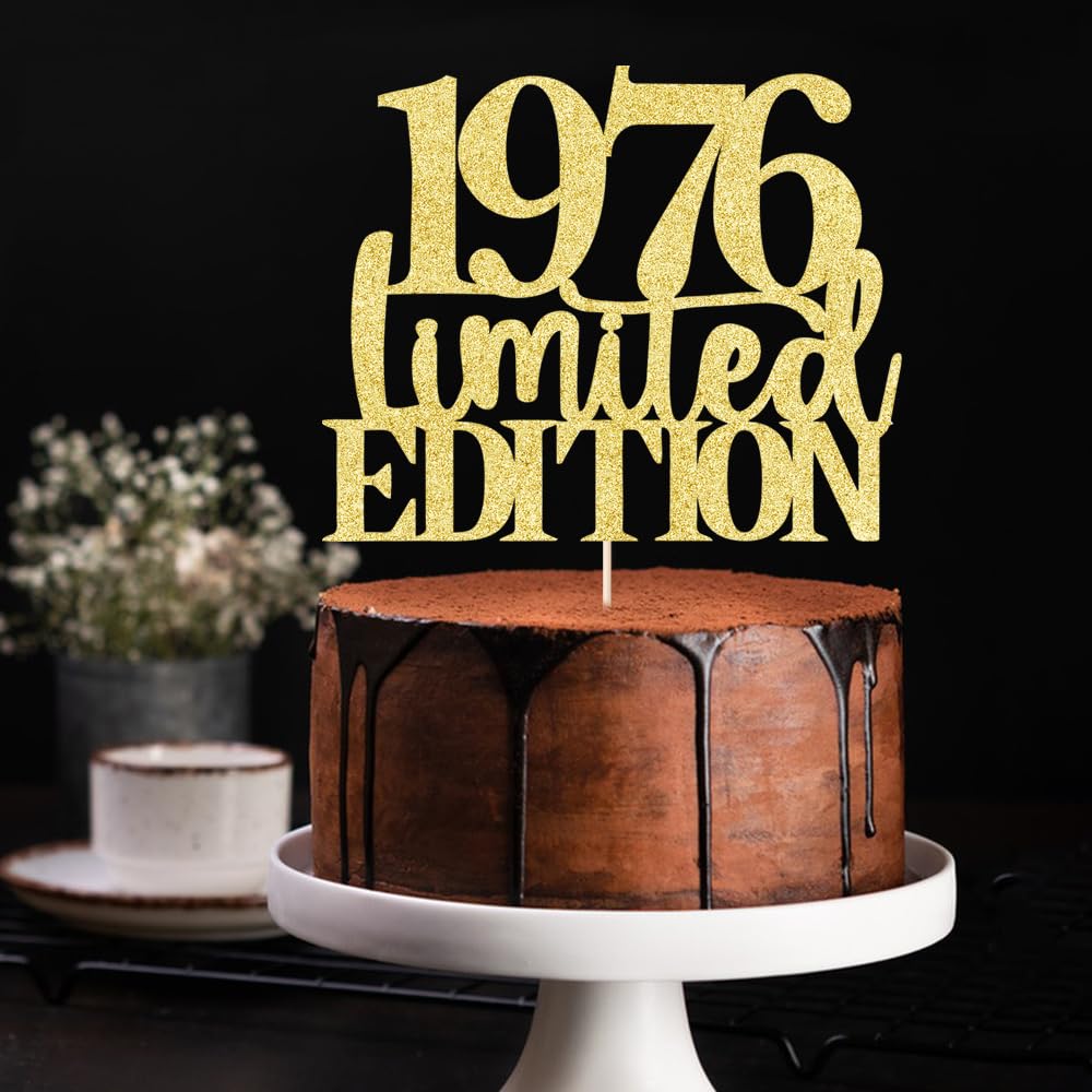 Limited Edition 1976 Cake Topper 49Th Birthday Happy Birthday Cake Topper Men And Women Cheer 49 Years Old Handmade Golden Glitt