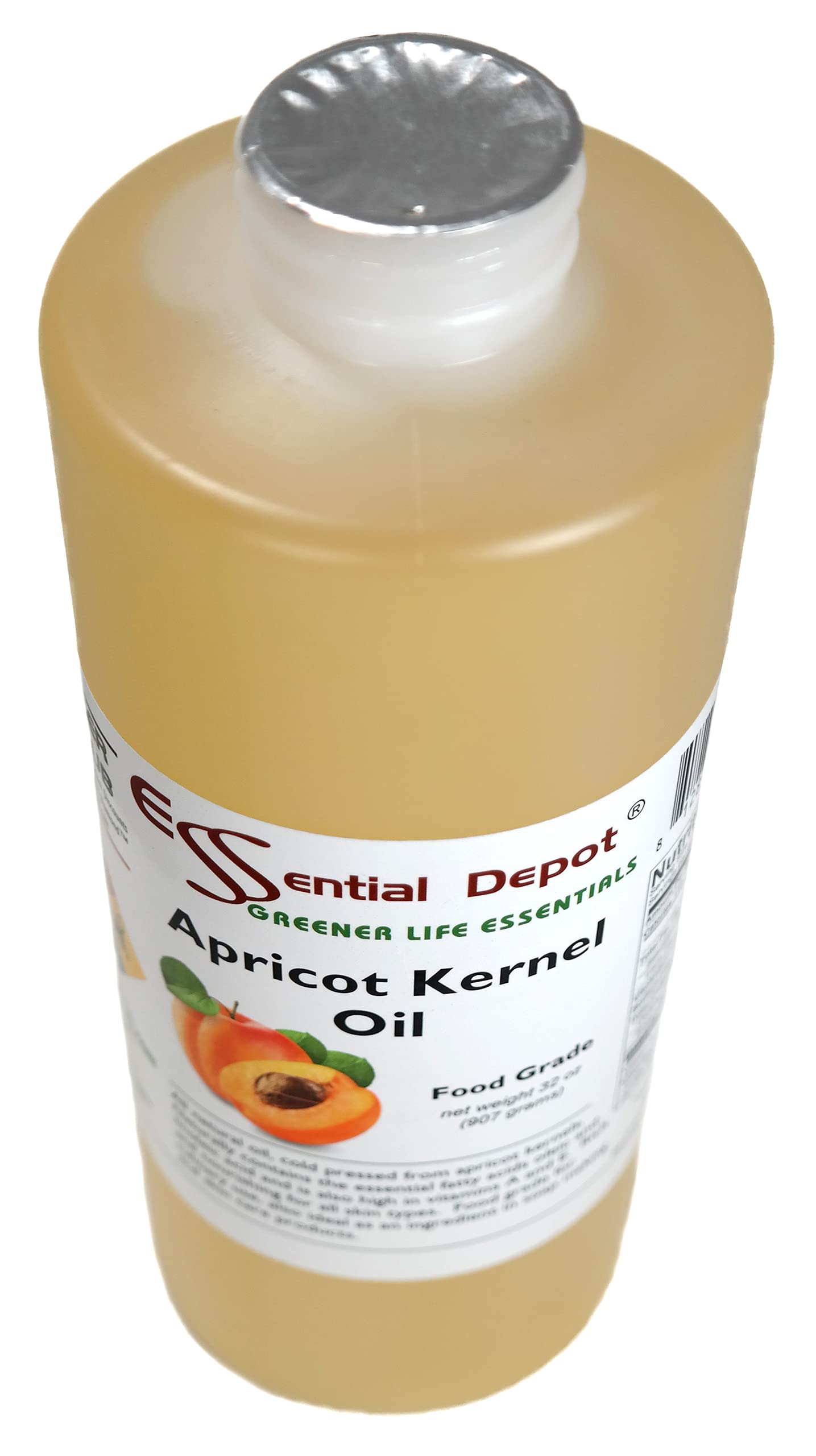 Apricot Kernel Oil - 1 Quart - 32 Oz - Food Grade - Safety Sealed Hdpe Container With Resealable Cap
