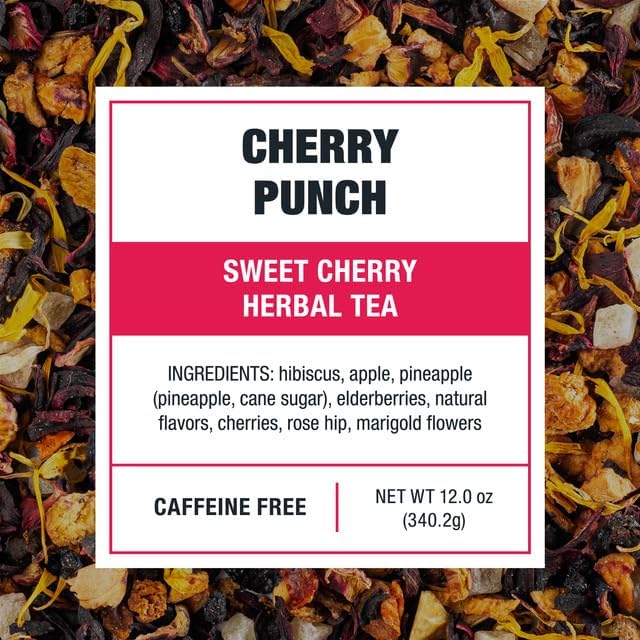 Tiesta Tea Cherry Punch Cold Brew Herbal Tea - Non-Caffeinated Loose Leaf - 10 Pack - Brews 64 oz Per Bag