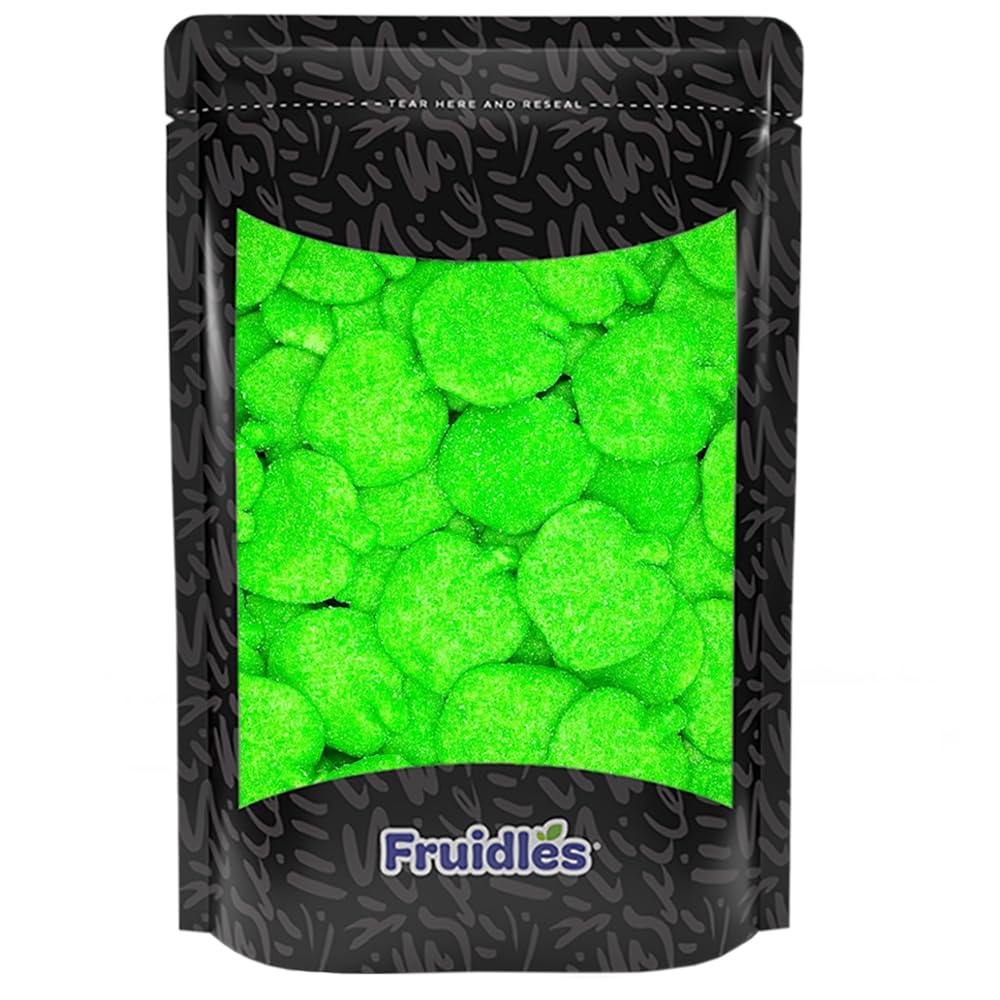 Fruidles Frosted Sour Green Apples Gummy Candy, Sugar Coated, 8 Ounce, Blue/Green