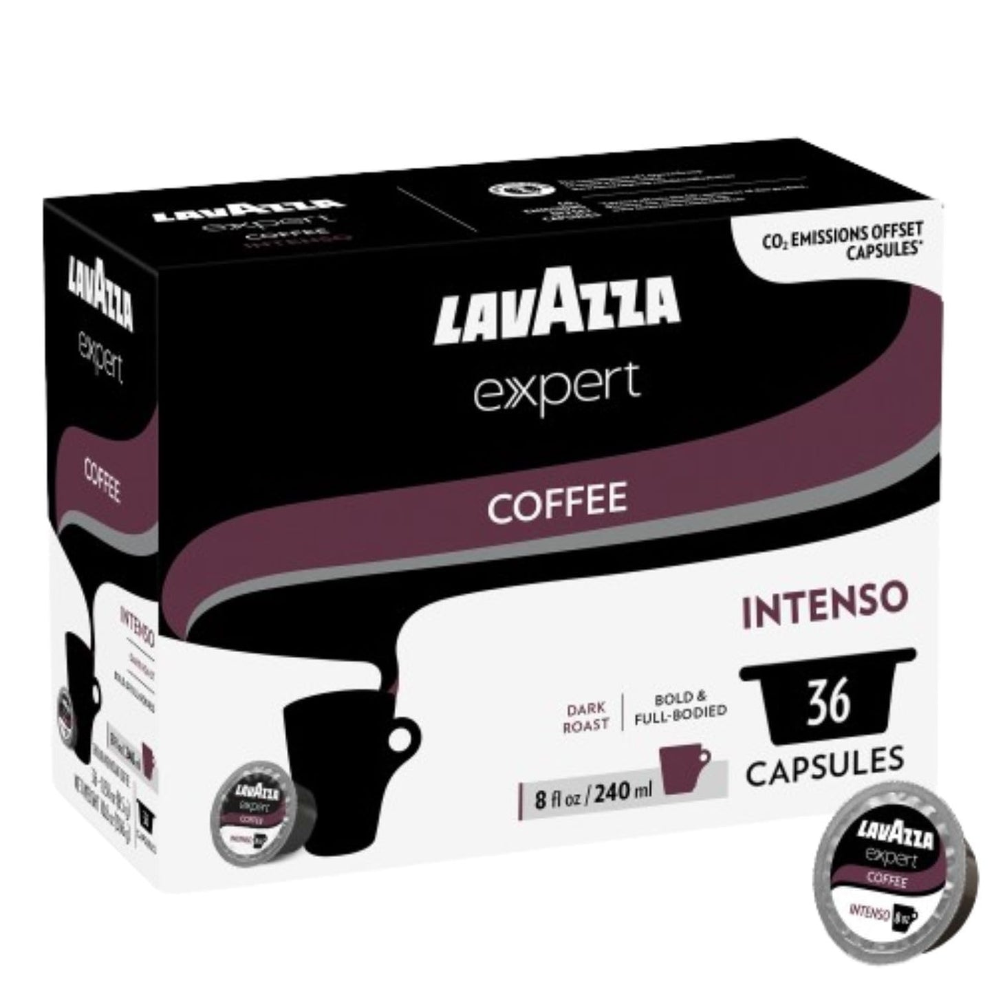Lavazza Expert Intenso Coffee Capsules, Dark Roast, Arabica Robusta Blend, 36 Count, Compatible with Classy Plus Machine