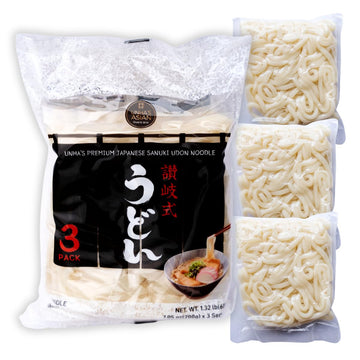 Unha'S Japanese Sanuki Fresh Udon Noodles, Jumbo Style Chewy Noodles With No Soup, Quick And Easy, Individual Pack 22 Oz (200G/3