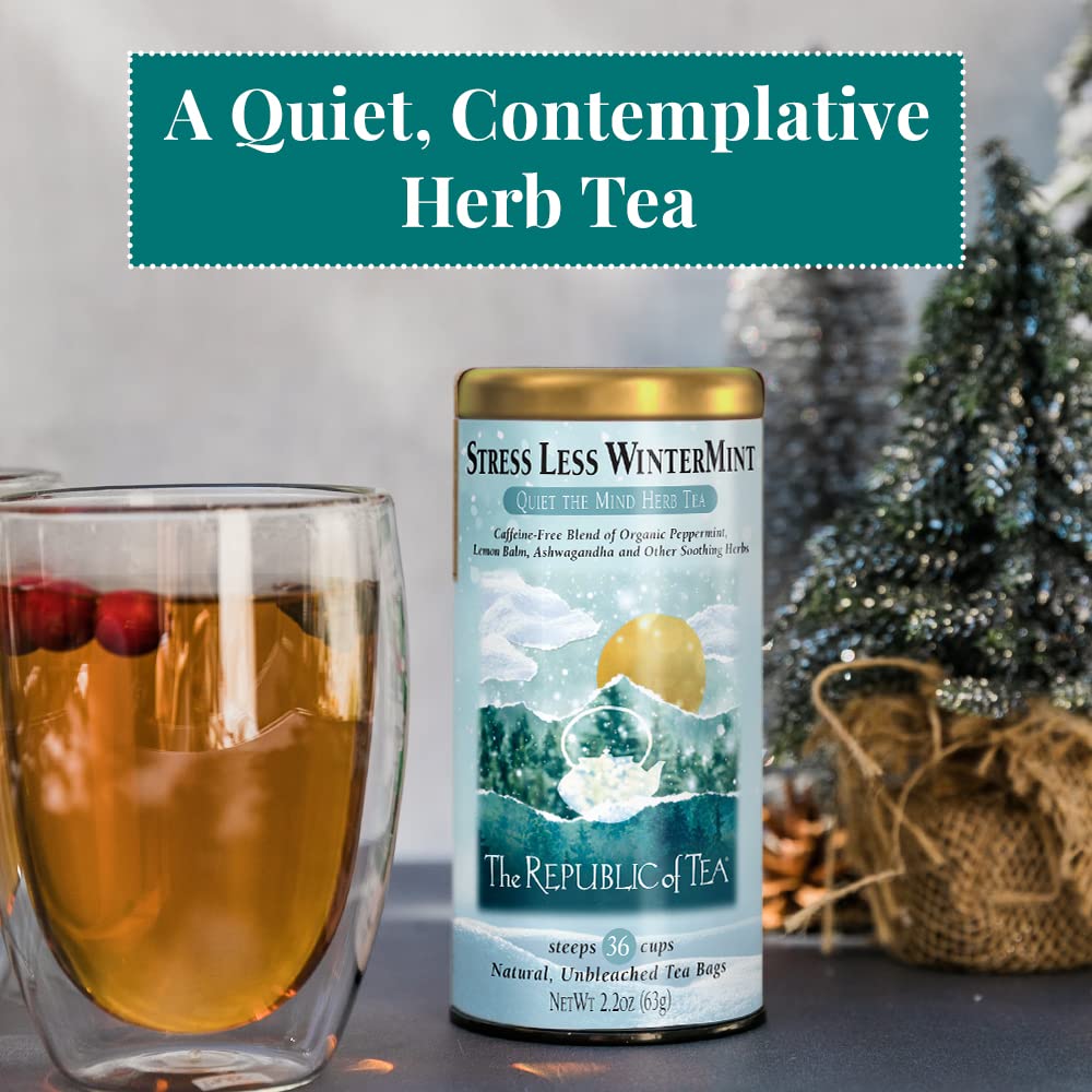 The Republic of Tea Stress Less WinterMint Herb Tea, Caffeine-Free, 36 Tea Bags